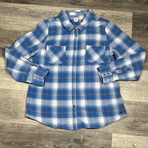 O'Neill Plaid Flannel Shirt Blue White Long Sleeve Extra Large Juniors
